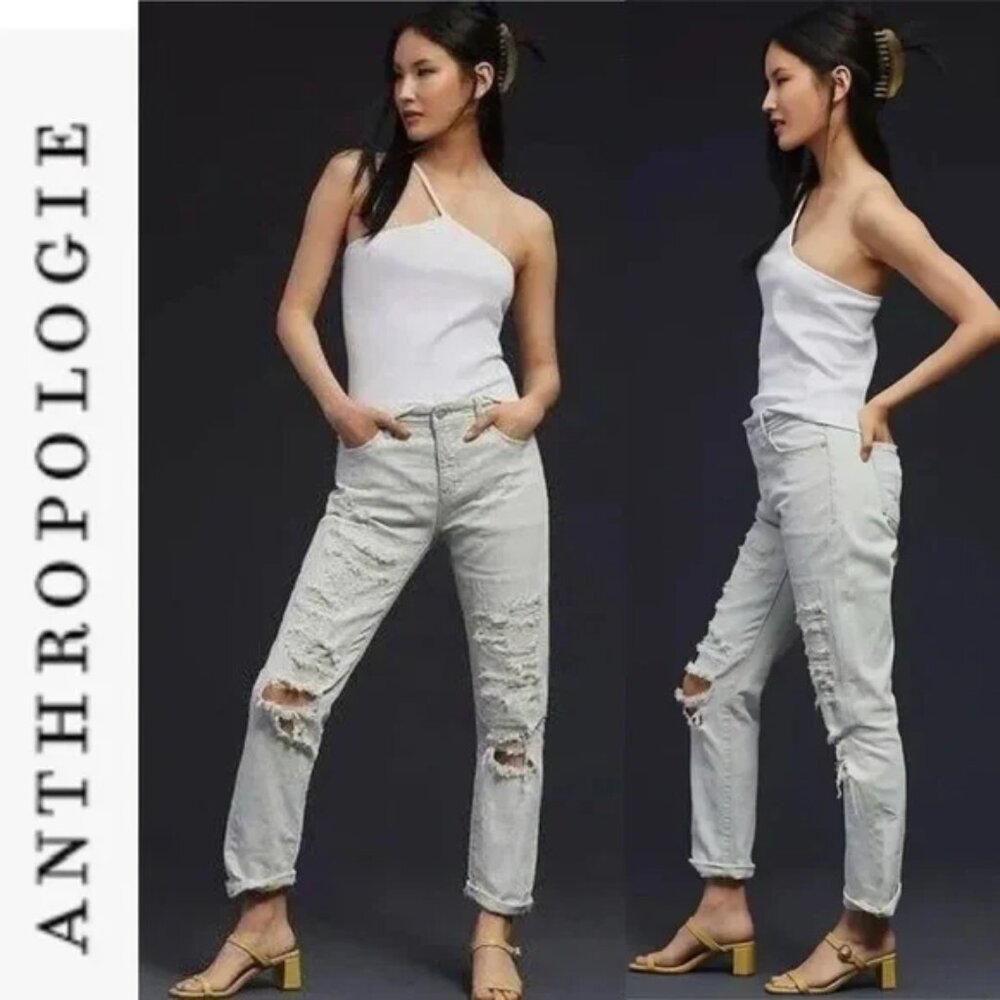 NWT Anthropologie Pilcro Slim Boyfriend Destroyed Jeans 27